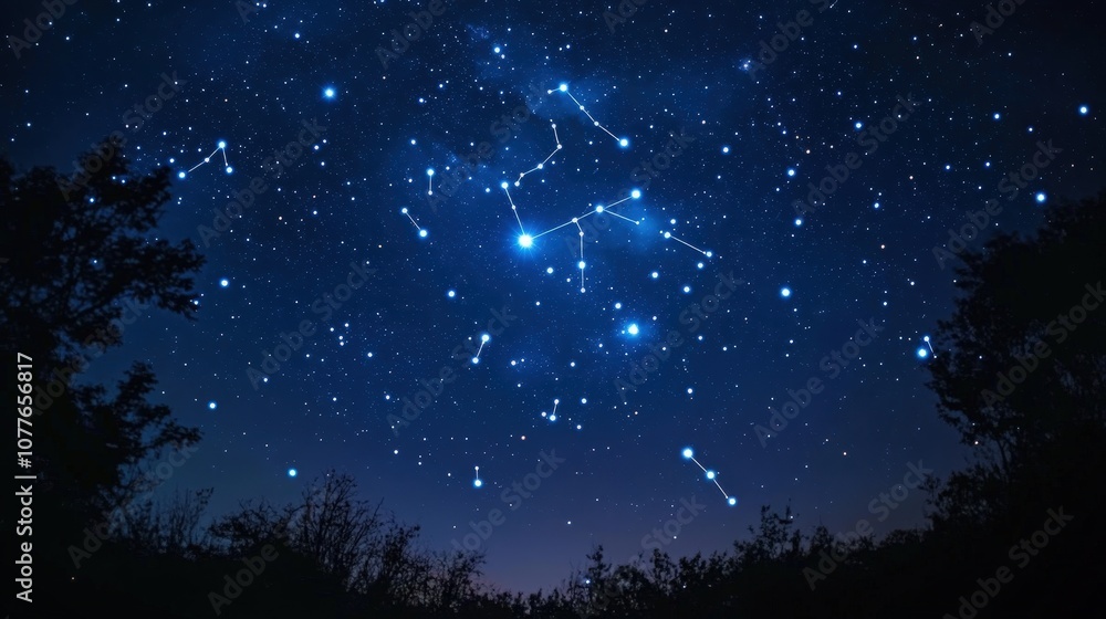 Naklejka premium photographs of constellations capture the beauty and vastness of the night sky? Discuss the best times and conditions for photographing stars and constellations