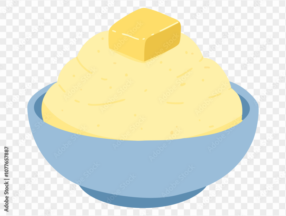 Thanksgiving mashed potatoes with a pat of melted butter on top, in a minimalist style and transparent background. Perfect for Thanksgiving designs and holiday food illustrations Thanksgiving mashed potatoes with a pat of melted butter on top, in a minimalist style and transparent background. Perfect for Thanksgiving designs and holiday food illustrations