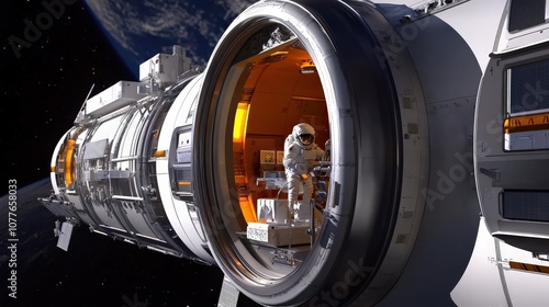 Fototapeta Naklejka Na Ścianę i Meble -  How does the space station receive supplies? Discuss the logistics behind sending food, water, and other essentials to astronauts aboard space stations