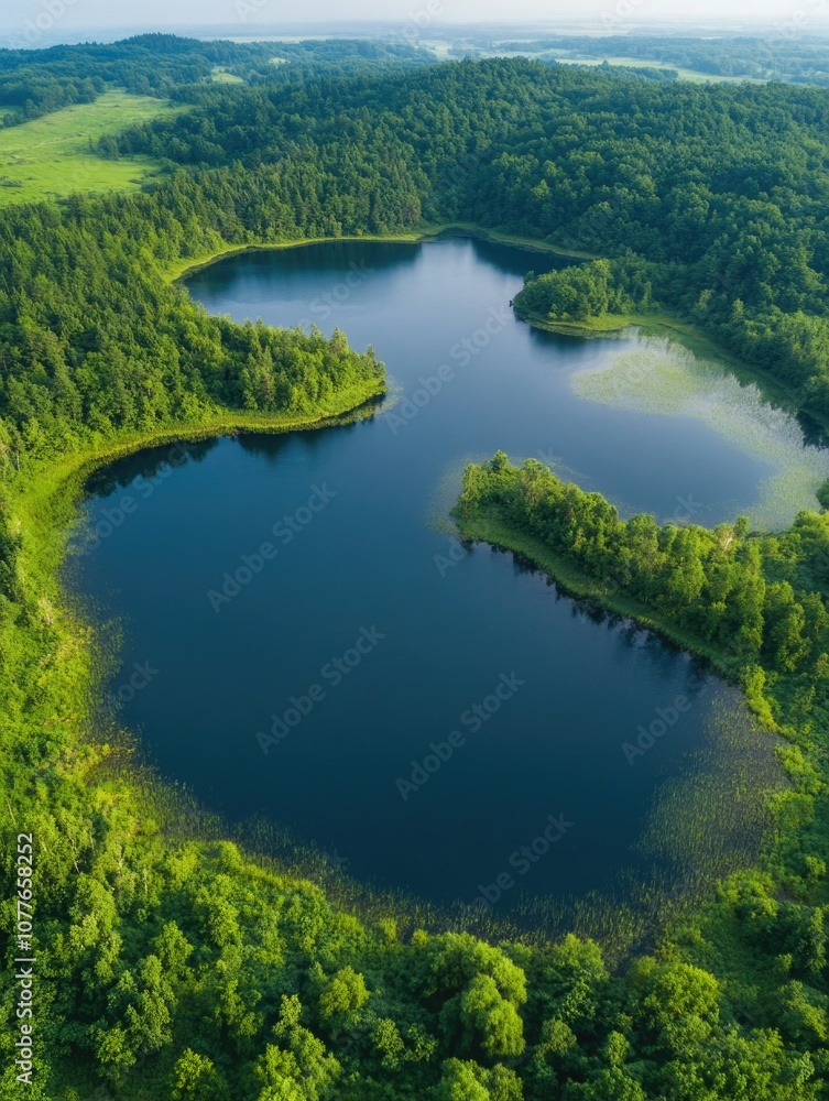 Serene Lake Amidst Lush Forest Serene Lake Amidst Lush Forest