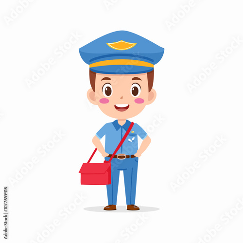 Postman Cute Worker Work Job Profession Professional Occupation Cartoon Character
