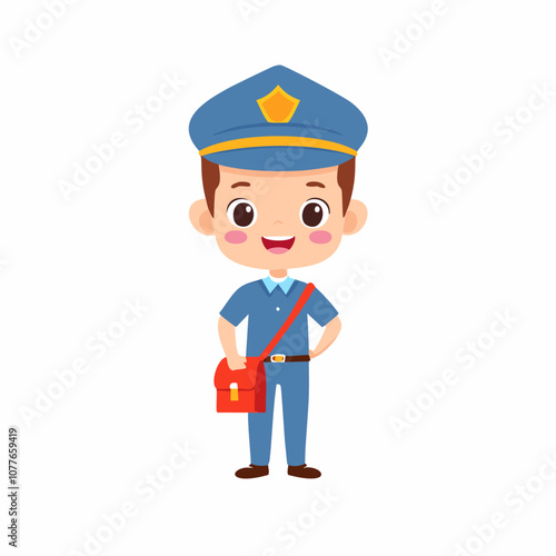 Postman Cute Worker Work Job Profession Professional Occupation Cartoon Character
