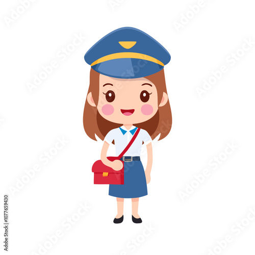 Postman Cute Worker Work Job Profession Professional Occupation Cartoon Character
