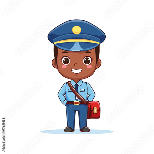 Postman Cute Worker Work Job Profession Professional Occupation Cartoon Character
