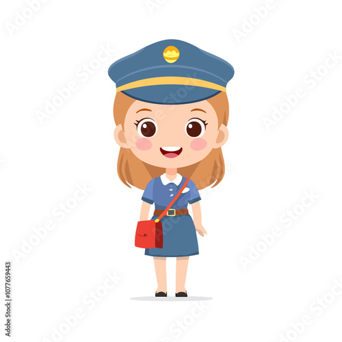 Postman Cute Worker Work Job Profession Professional Occupation Cartoon Character
