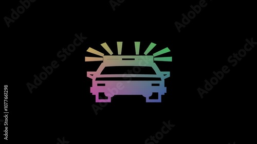 Car line icon green color  on black background photo