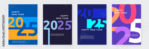 Wallpaper Mural Happy New Year 2025 Flat Colorful Design Poster Collection Torontodigital.ca