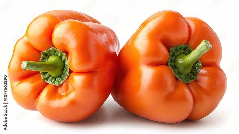 Fresh Orange Bell Pepper Isolated on a White Background for Food Photography, Culinary Use, Recipes, and Healthy Eating Concepts Fresh Orange Bell Pepper Isolated on a White Background for Food Photography, Culinary Use, Recipes, and Healthy Eating Concepts
