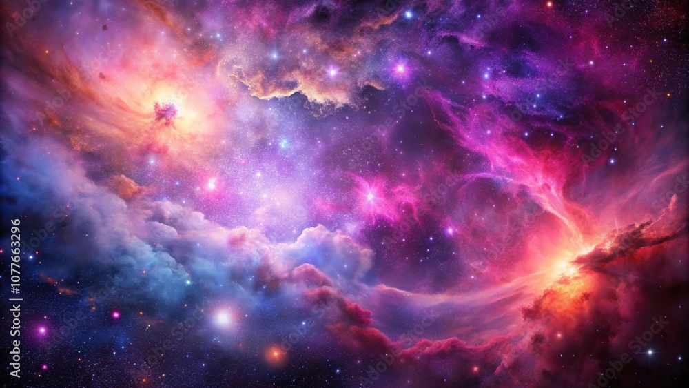 Fototapeta premium Beautiful nebula in a stunning galaxy background with shades of pink and purple, astronomical, cosmos