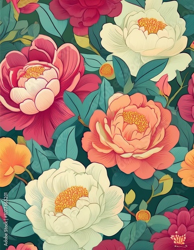 Wallpaper Mural Colorful floral pattern Torontodigital.ca