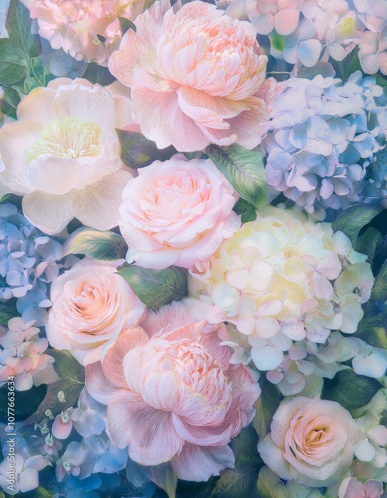 Delicate pink and blue flowers Delicate pink and blue flowers