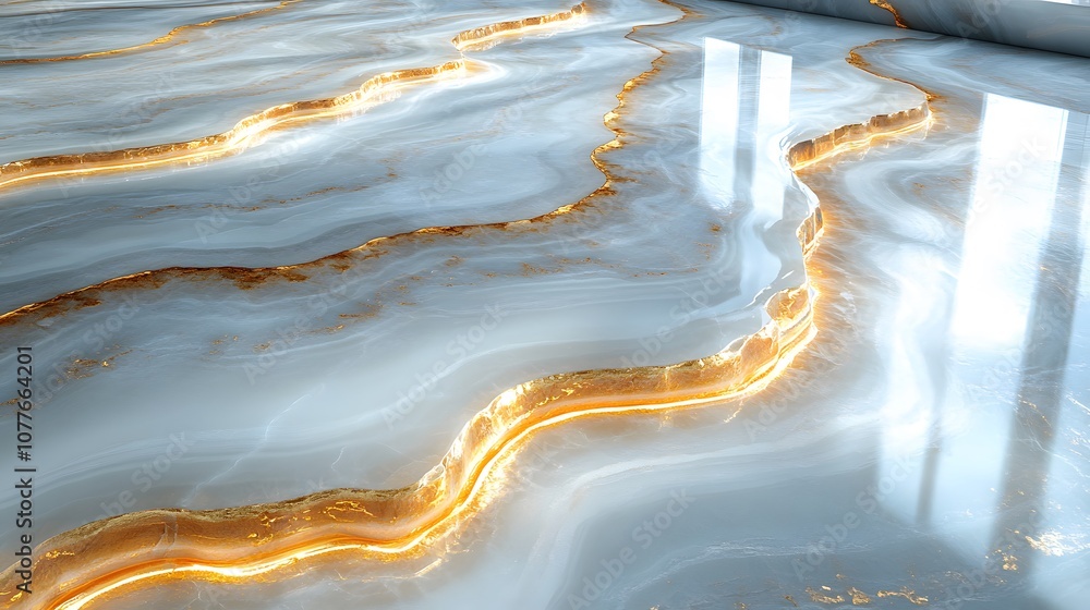 Luxurious White Marble Surface with Golden Veins, Featuring Highlighter Palette Arrangement Under Soft Ambient Lighting Luxurious White Marble Surface with Golden Veins, Featuring Highlighter Palette Arrangement Under Soft Ambient Lighting