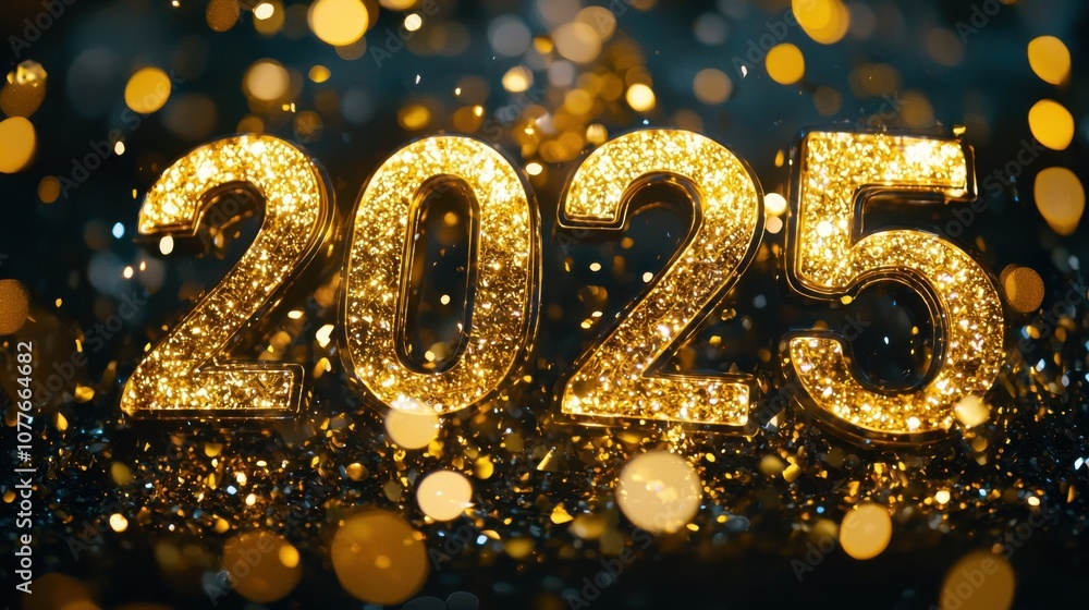 Sparkling Golden 2025 Celebration Numbers at Midnight Sparkling Golden 2025 Celebration Numbers at Midnight