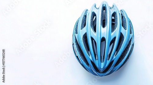 Isolated Blue Bicycle Helmet on White Background, Perfect for Safety and Sport Illustrations with Clear, Modern Design Elements for Active Lifestyle Promotion photo