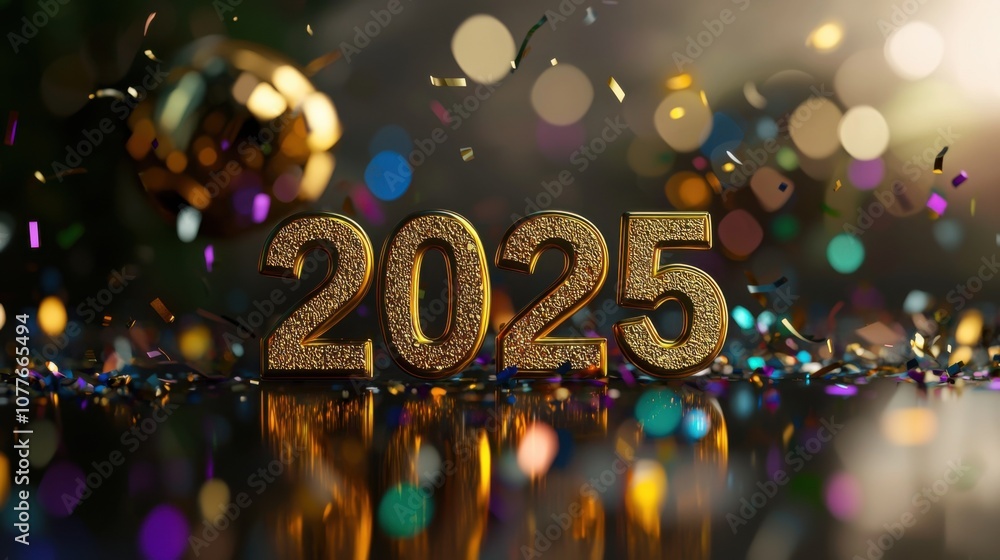 Celebration of New Year 2025 with Colorful Confetti Celebration of New Year 2025 with Colorful Confetti