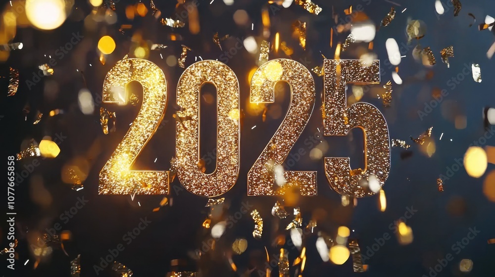 Sparkling 2025 Celebration with Glitter and Confetti Sparkling 2025 Celebration with Glitter and Confetti