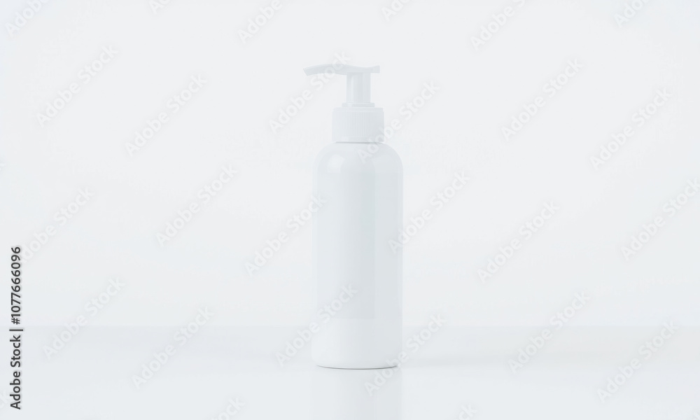 plain white mockup bottle for facial cleanser on white background, showcasing minimalist design. Ideal for product presentations and branding purposes plain white mockup bottle for facial cleanser on white background, showcasing minimalist design. Ideal for product presentations and branding purposes