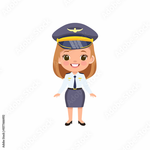 Pilot Cute Worker Work Job Profession Professional Occupation Cartoon Character
