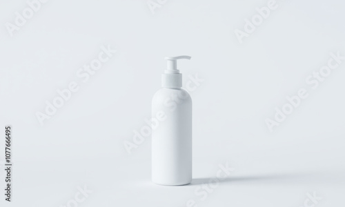 plain white mockup bottle for facial cleanser on white background, showcasing minimalist design. Ideal for product presentations and branding