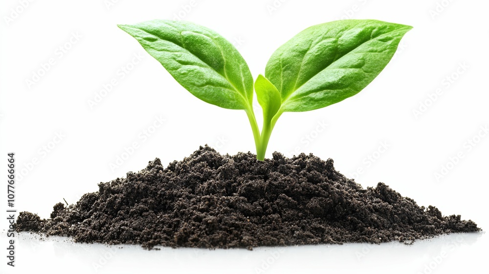 A Small Green Plant Sprouting from Soil A Small Green Plant Sprouting from Soil