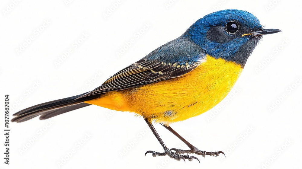 Obraz premium Stunning Isolated Blue-Fronted Redstart (Phoenicurus frontalis) Perched on a Branch Captured in High Definition with Vibrant Colors and Fine Details