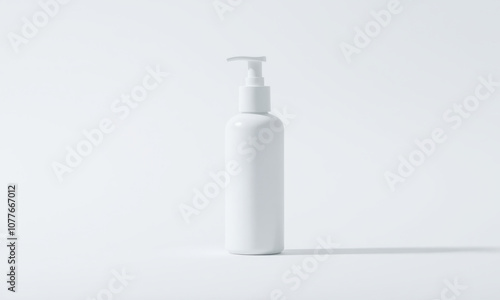 plain white mockup bottle for facial cleanser on white background, showcasing minimalist design. Ideal for product presentations and advertising