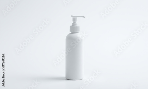 plain white mockup bottle for facial cleanser on white background, showcasing minimalist design. Ideal for product presentations and branding concepts