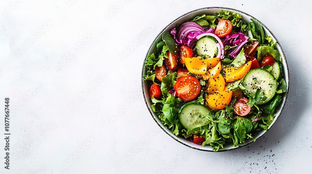 Fresh and Vibrant Salad Bowl Filled with Colorful Vegetables on a Light Background Perfect for Healthy Eating and Culinary Inspiration Fresh and Vibrant Salad Bowl Filled with Colorful Vegetables on a Light Background Perfect for Healthy Eating and Culinary Inspiration