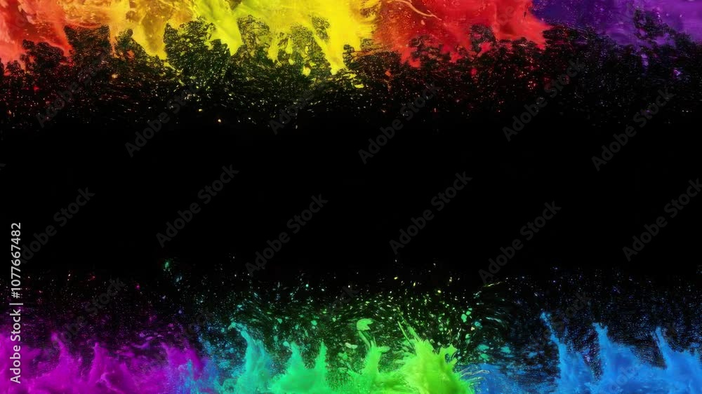 A rainbow colored powder is flying in the air animation A rainbow colored powder is flying in the air animation