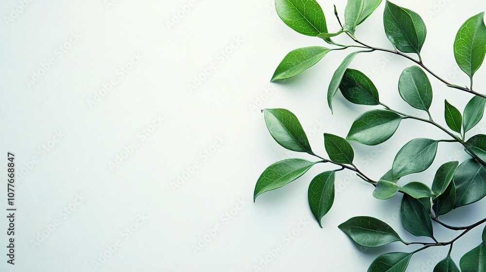 A Detailed Close-Up of Fresh Green Camphor Leaves on a Branch Against a Soft Background, Highlighting the Rich Texture and Vibrant Color of Nature's Foliage A Detailed Close-Up of Fresh Green Camphor Leaves on a Branch Against a Soft Background, Highlighting the Rich Texture and Vibrant Color of Nature's Foliage