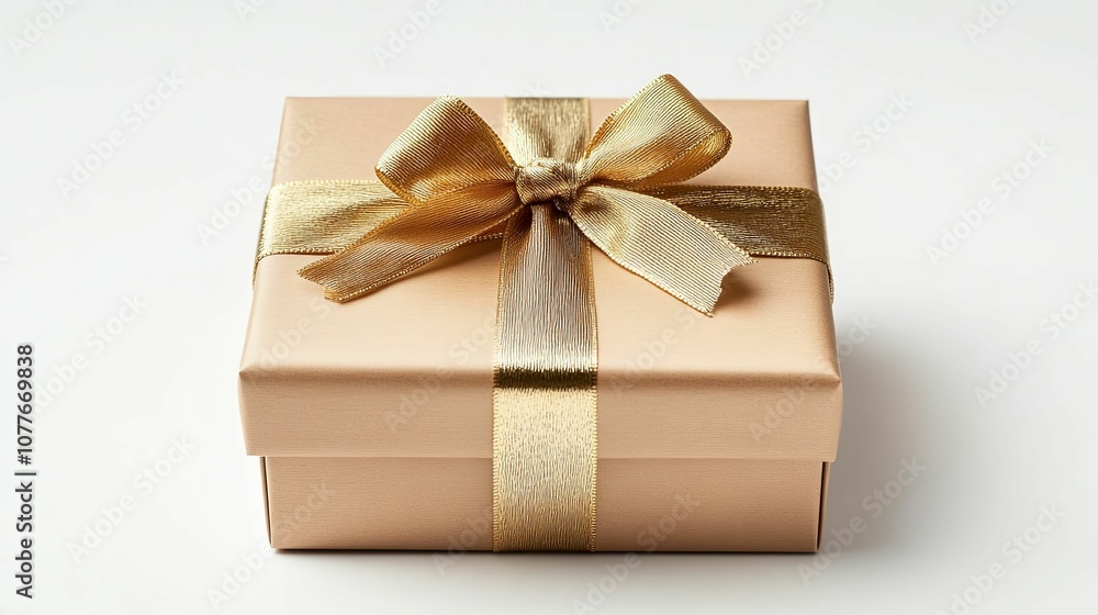 A Single Gift Box with a Golden Bow A Single Gift Box with a Golden Bow