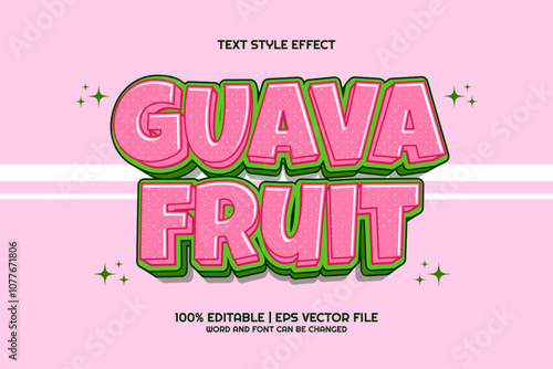 3d Guava Fruit Cartoon Editable Text Effect