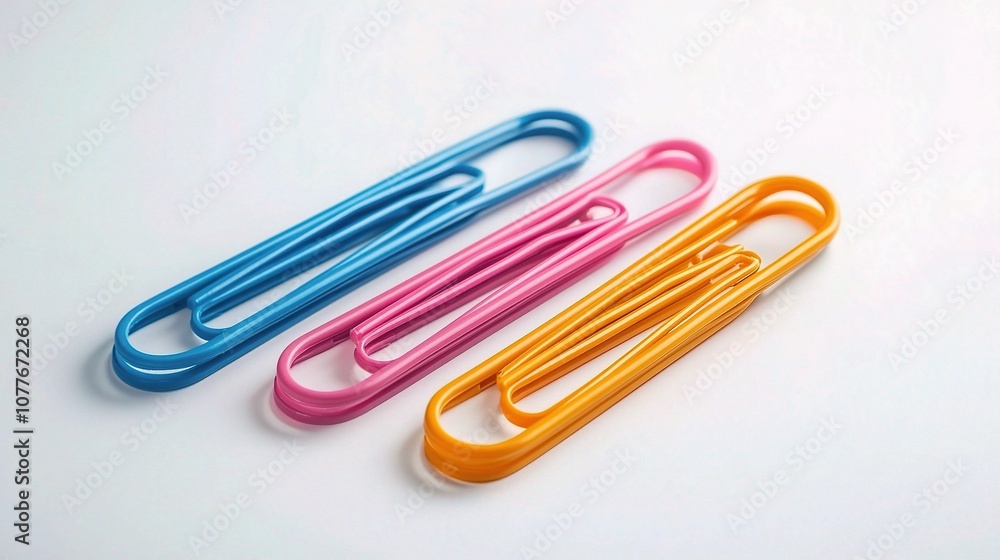 Colorful Paper Clips Isolated on White Background Perfect for Office Supplies and Stationery Themes in High Resolution Capture Colorful Paper Clips Isolated on White Background Perfect for Office Supplies and Stationery Themes in High Resolution Capture