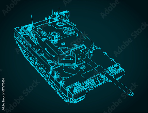 Leopard 2 german tank close up illustration