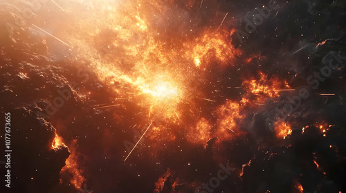 Cosmic Explosion Illustration - A Fiery Blast in Space photo