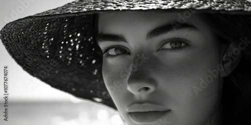 Elegant Woman in Straw Hat photo