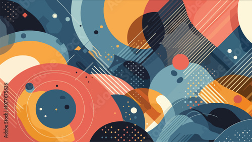An abstract background illustration made up of layered geometric shapes. The design should be visually engaging yet subtle enough to use as a backdrop for text