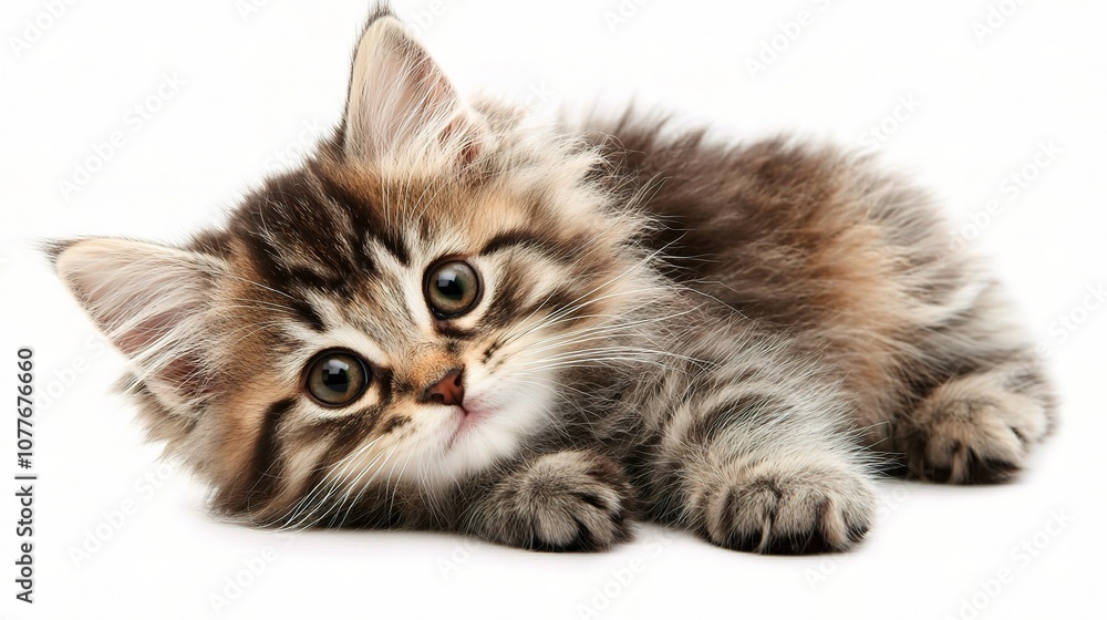 Adorable and Playful Kitten Isolated on a White Background, Perfect for Representing Cuteness and Innocence in Photography and Design Projects Adorable and Playful Kitten Isolated on a White Background, Perfect for Representing Cuteness and Innocence in Photography and Design Projects