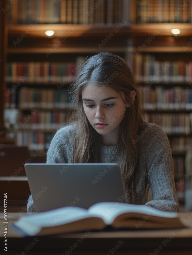 Studying in a Library Studying in a Library