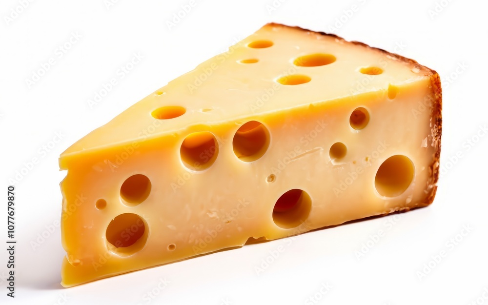 A Slice of Swiss: A close-up view of a wedge of Swiss cheese, showcasing its signature holes and creamy texture. The image captures the essence of this classic cheese. A Slice of Swiss: A close-up view of a wedge of Swiss cheese, showcasing its signature holes and creamy texture. The image captures the essence of this classic cheese.