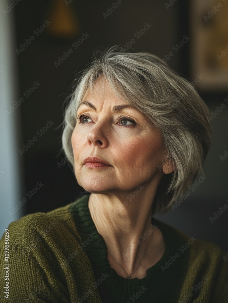 Contemplative Woman in Portrait Contemplative Woman in Portrait
