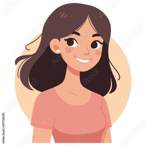 Happy woman smiling flat cartoon vector