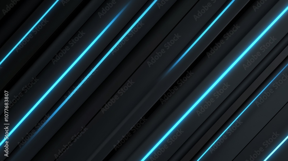 Obraz premium Abstract dark background with neon blue diagonal