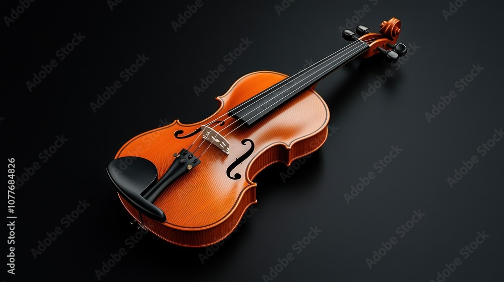 Violin on a Black Background: A Musical Instrument Ready to Play Violin on a Black Background: A Musical Instrument Ready to Play