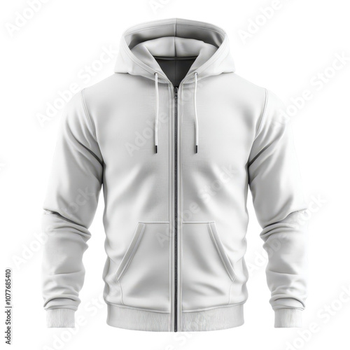 White Zip Up Hoodie Mockup Apparel Design Fashion Clothing Template