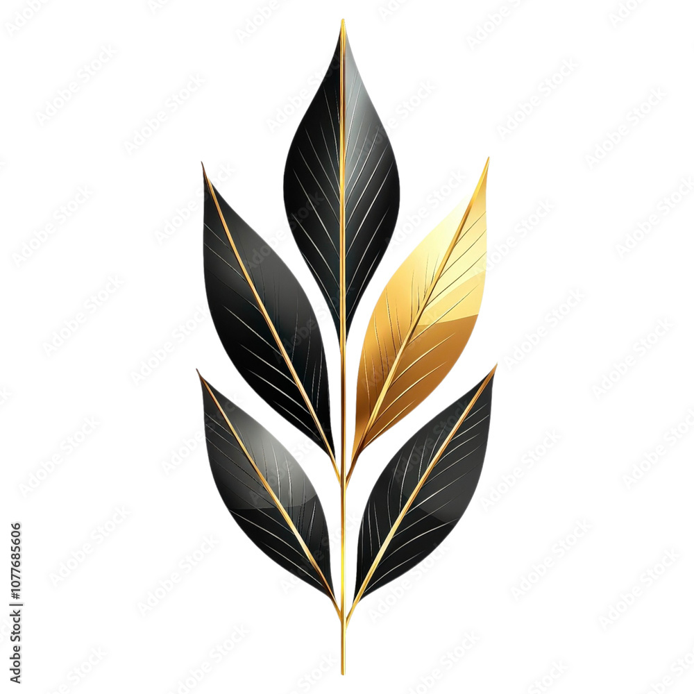 Elegant Gold Black Leaves Luxury Nature Design Botanical Illustration Elegant Gold Black Leaves Luxury Nature Design Botanical Illustration
