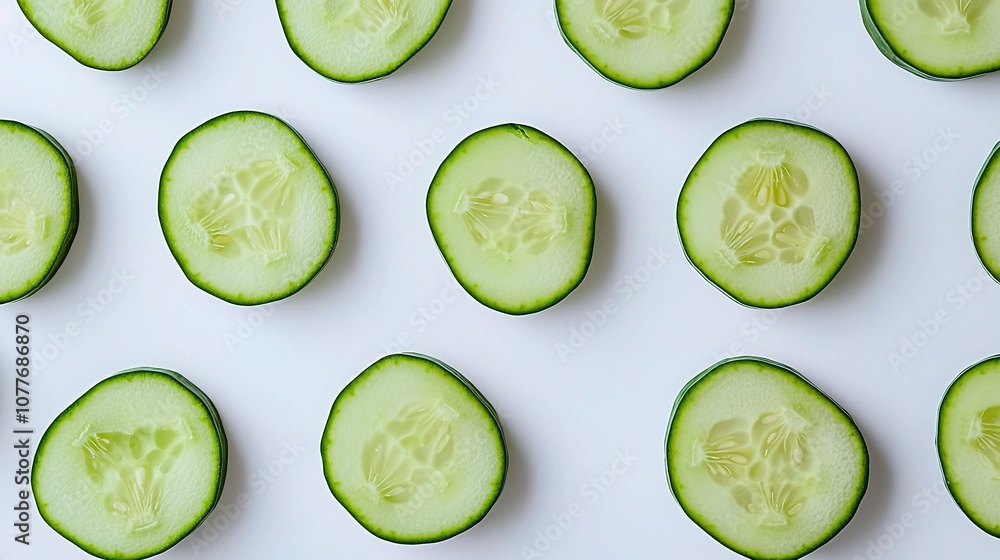 Freshly Cut Cucumber Slices Isolated on White Background Perfect for Healthy Recipes, Cooking Illustrations, or Food-Related Projects Freshly Cut Cucumber Slices Isolated on White Background Perfect for Healthy Recipes, Cooking Illustrations, or Food-Related Projects