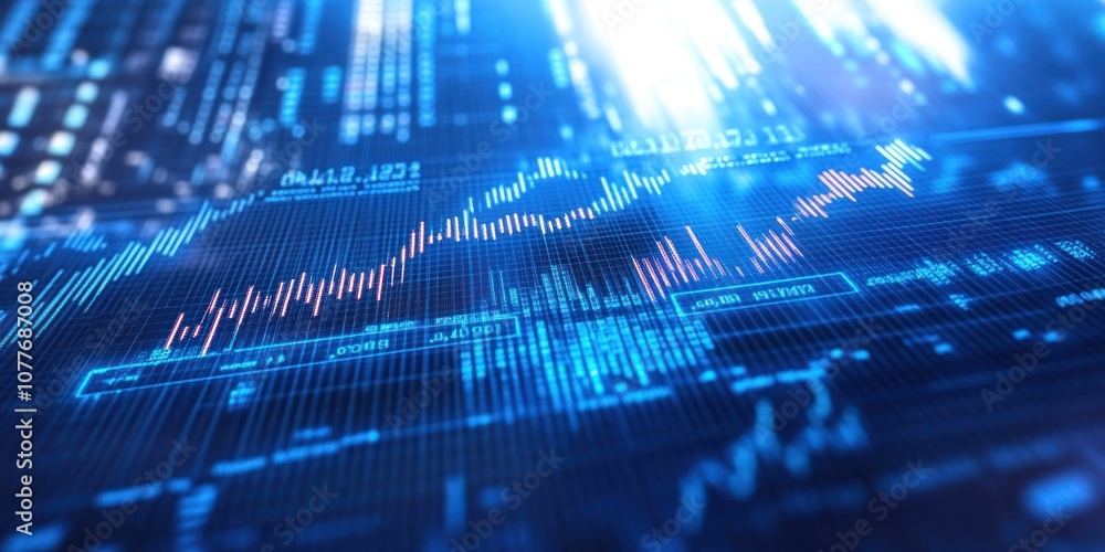 Obraz premium A digital stock market graph displaying financial data trends and analytics.