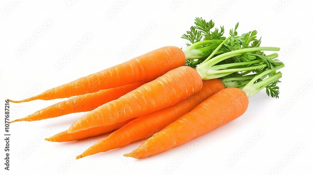 Freshly Picked Carrots Isolated on a White Background, Showcasing Vibrant Color and Natural Texture for Culinary and Nutritional Use in Various Projects Freshly Picked Carrots Isolated on a White Background, Showcasing Vibrant Color and Natural Texture for Culinary and Nutritional Use in Various Projects