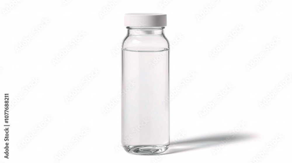 Isolated Clear Water Bottle with Cap on a White Background, Perfect for Product Displays, Advertisements, and Marketing Materials Featuring Minimalistic Design Isolated Clear Water Bottle with Cap on a White Background, Perfect for Product Displays, Advertisements, and Marketing Materials Featuring Minimalistic Design